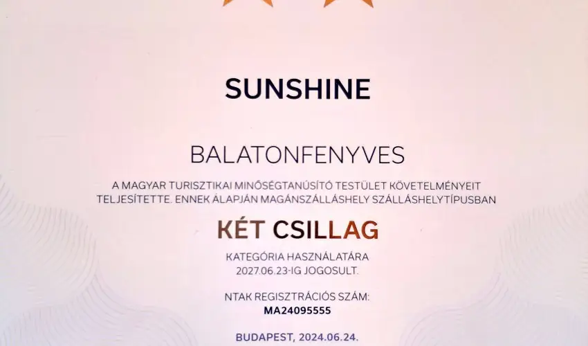 Sunshine Vendghz Balatonfenyves - Balatoni nyarals (min. 7 j)